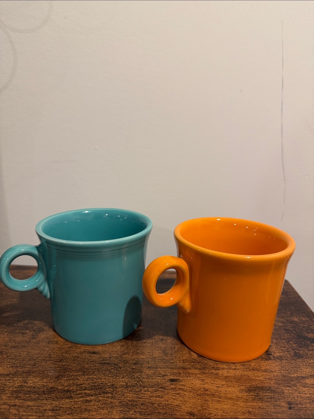 Fiestaware Teal and Orange Ceramic Mugs - Pair
